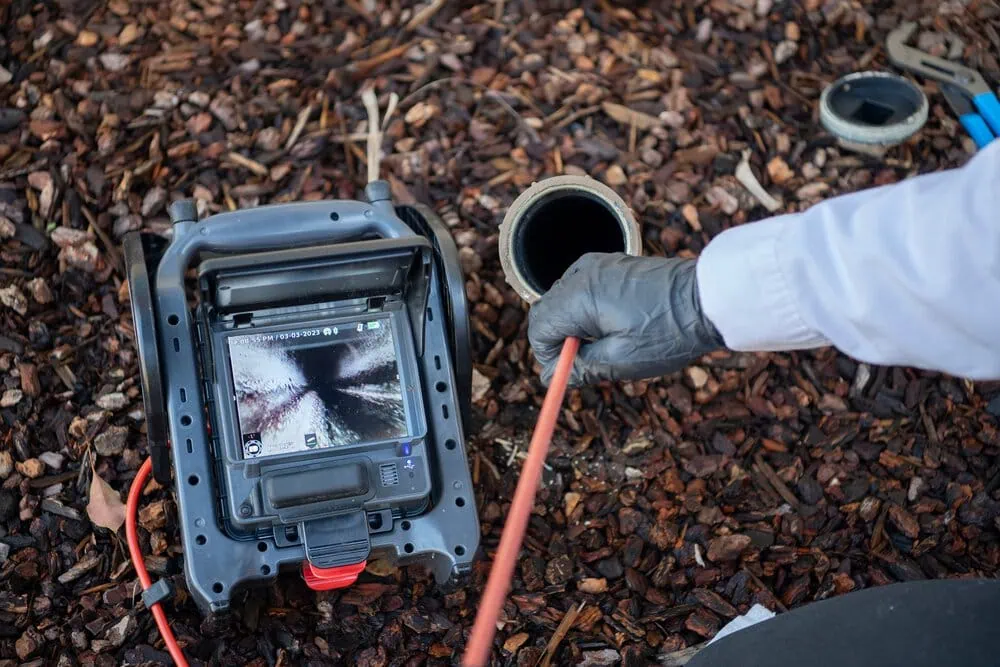 Drain cleaning service technician working on residential plumbing in Merrillville, IN