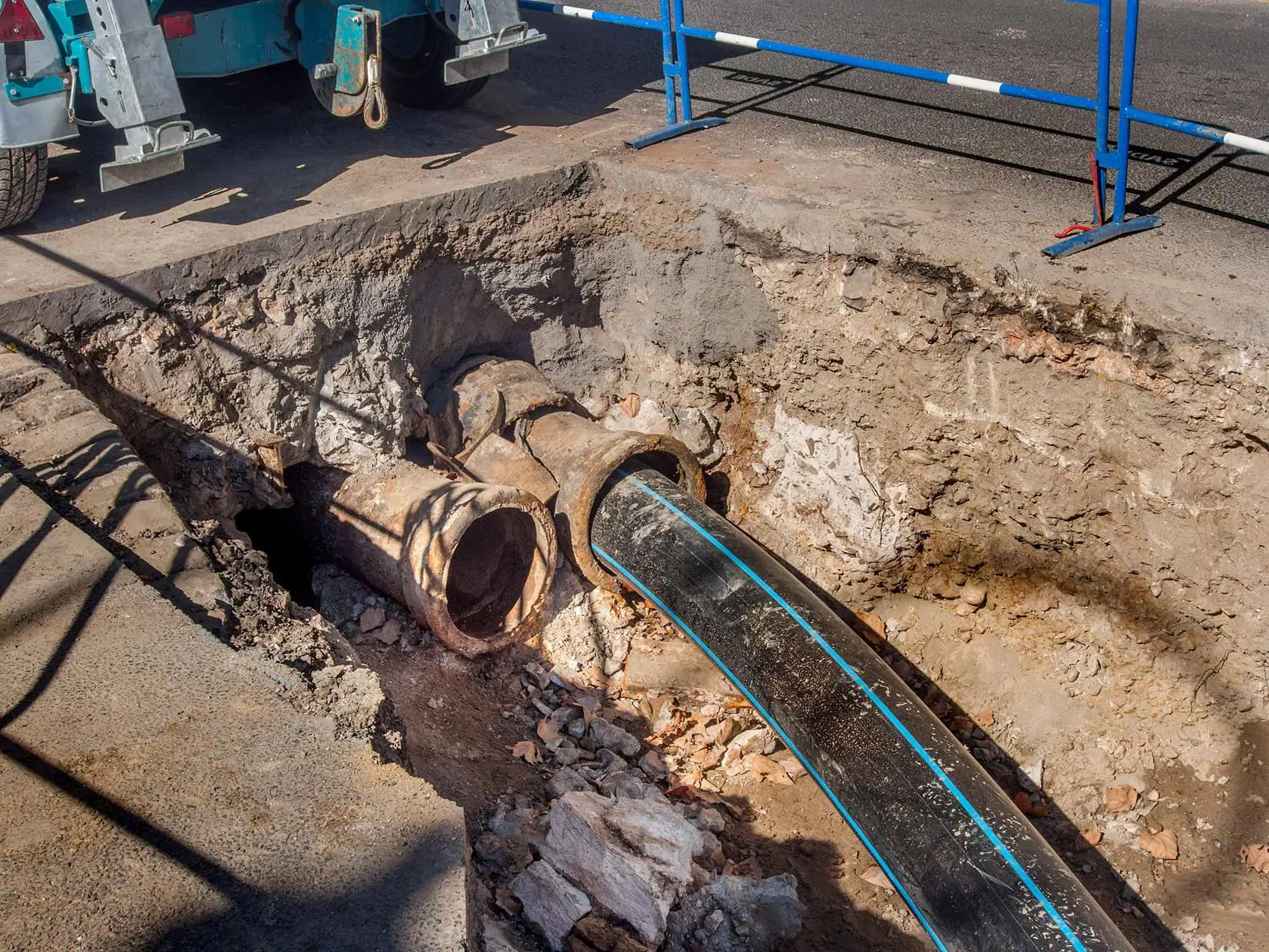 Sewer line repair work in Chesterton, Indiana